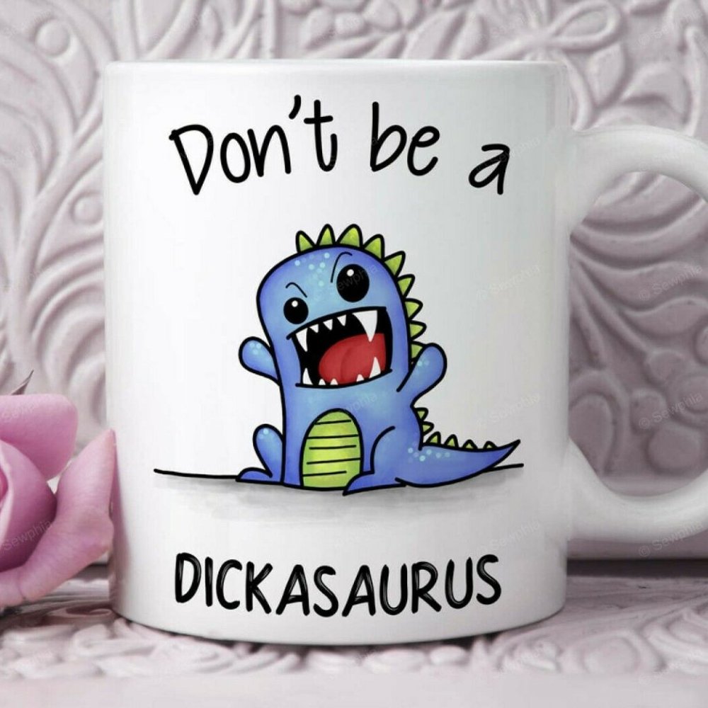 Funny Novelty Wagon Coffee Mug Gift, Dickasaurus Tea Cup 11oz
